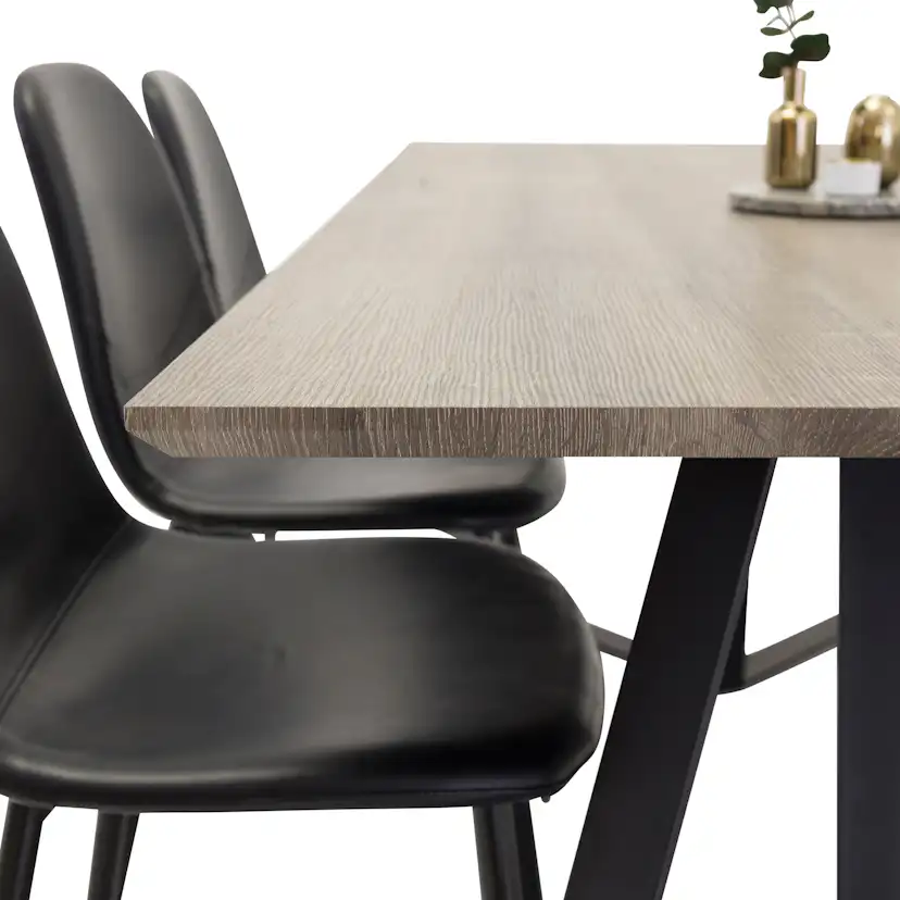 Matgrupp Venture Home Madde med 6 Pobbie Stolar Svart