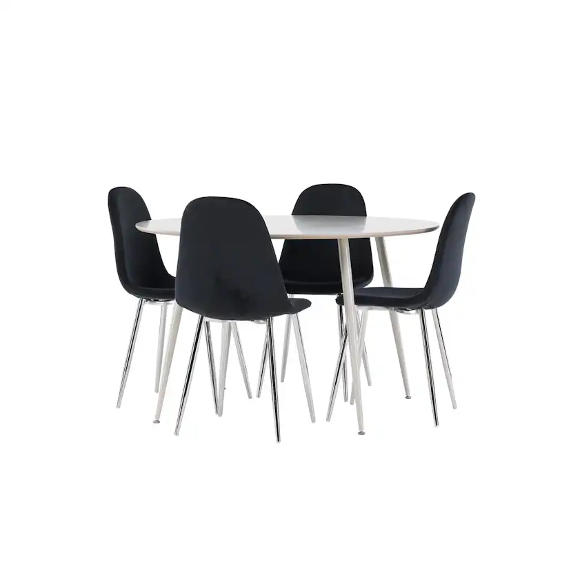 Plaza Dining Table with Polar Dining Chair Färg: Beige/Svart, Ben: Stål