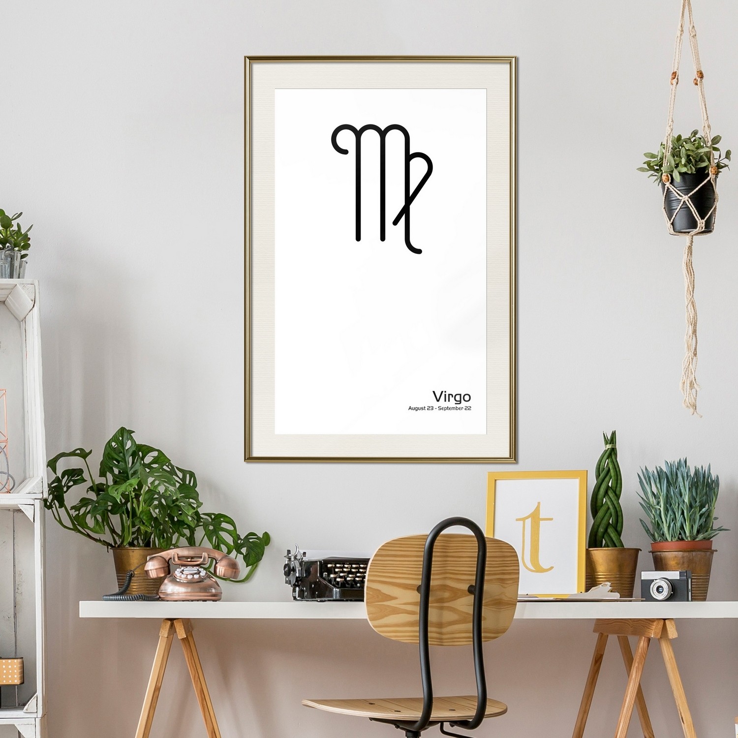 Affisch - Virgo [Poster] 40x60 Guld ram med passepartout, 40x60 cm