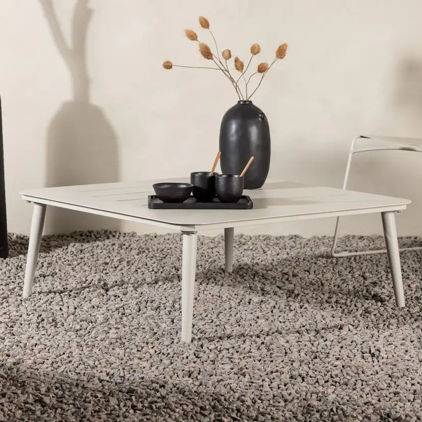 Soffbord Venture Home Lina Beige Utomhusbord Aluminium 90x90cm