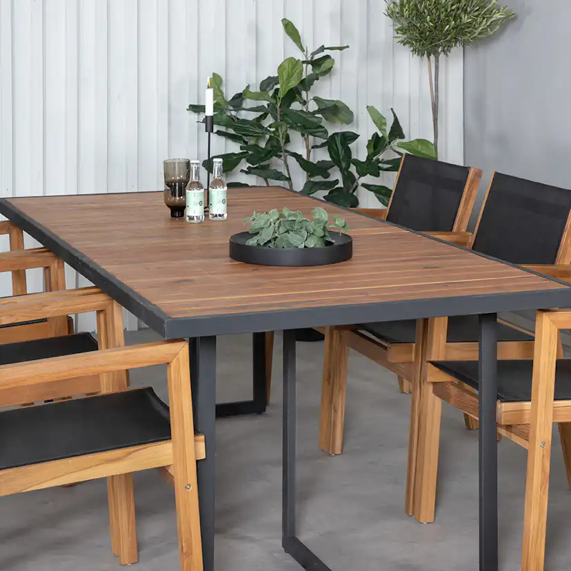 Matgrupp Venture Home King med 6 Veni Stapelbara Matstolar