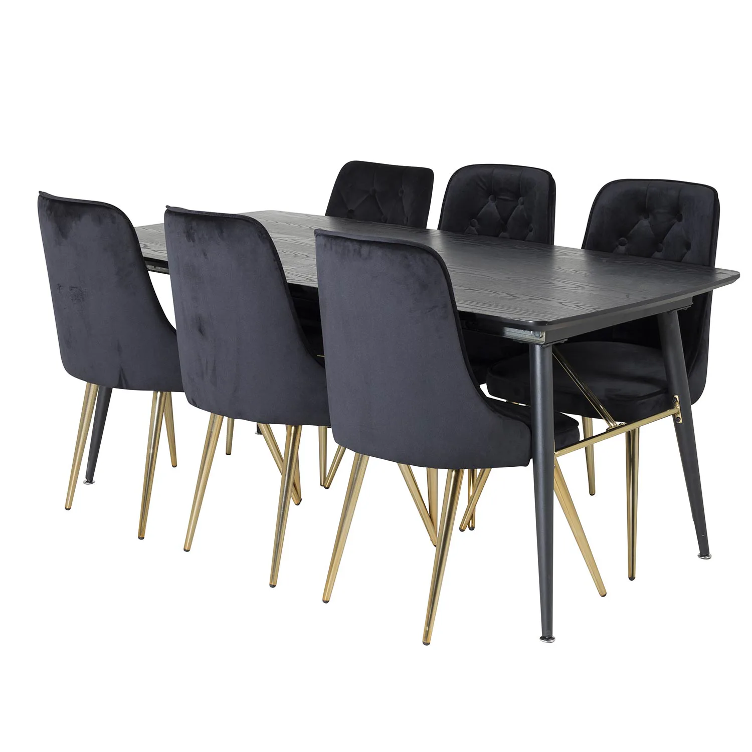 Matgrupp Venture Home Gold med 6 Velvet Deluxe Stolar