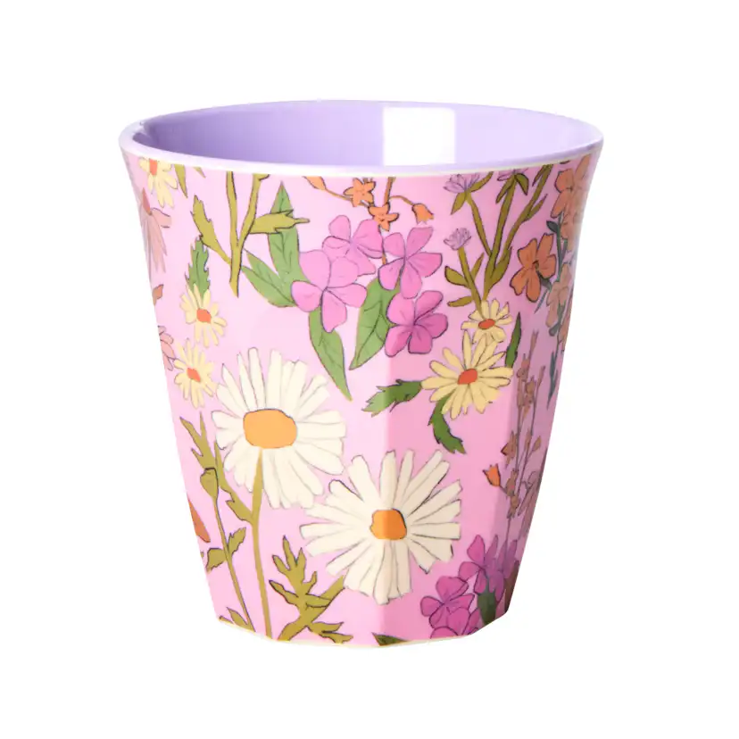 Melaminkopp Rice Medium Blommor Rosa