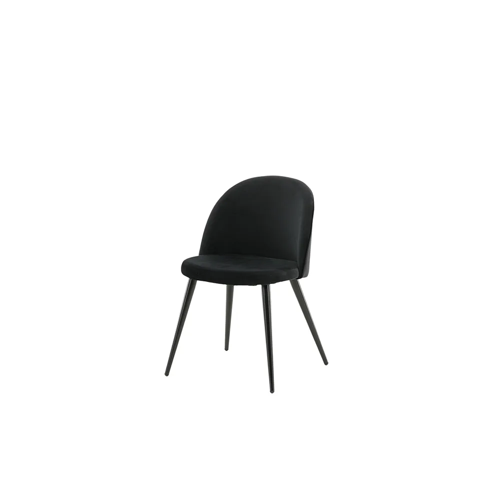 Velvet Dining Chair - Black Velvet / Black Legs- (UK) Svart