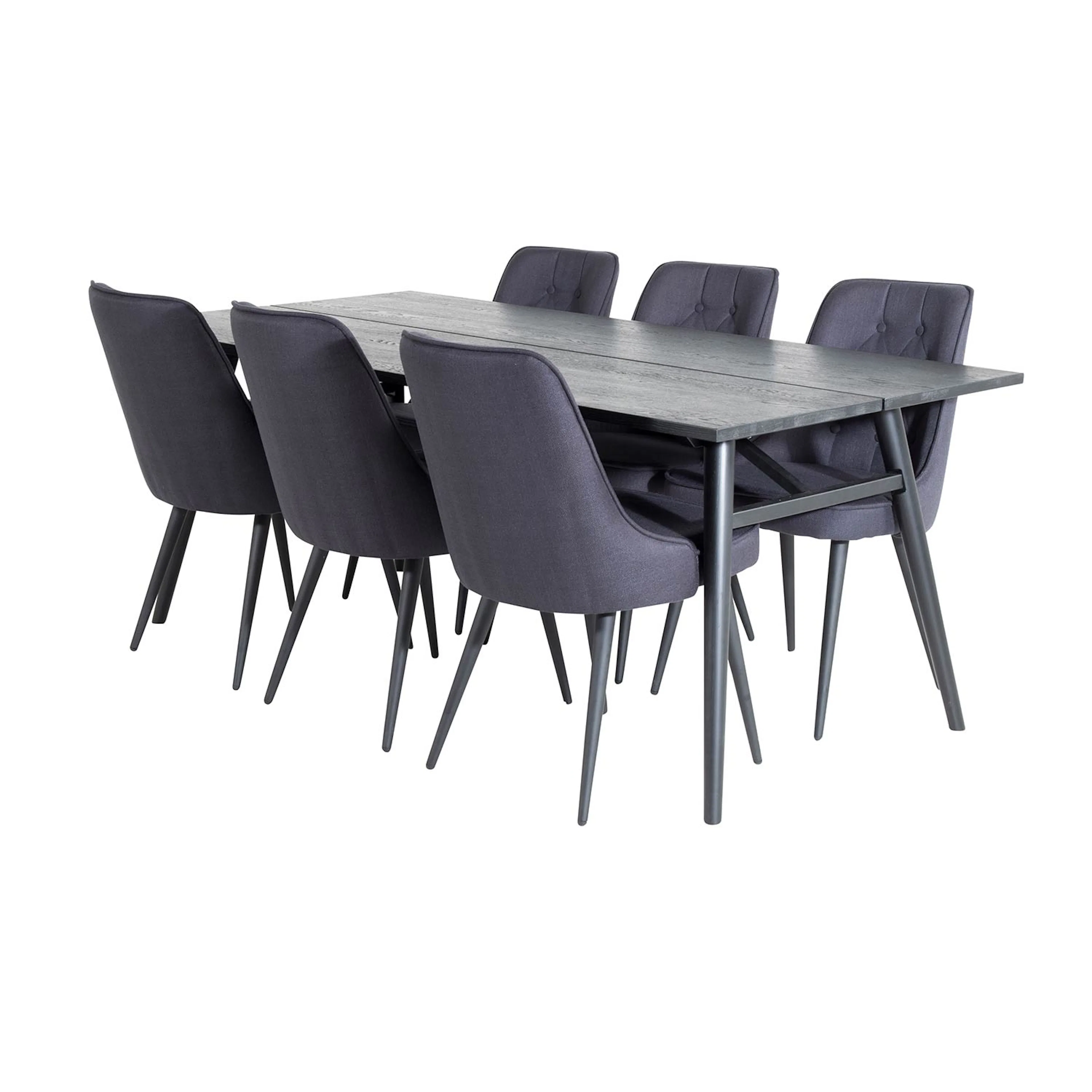 Sleek Extentiontable Black Brushed+Velvet Chair-Black_6 Svart