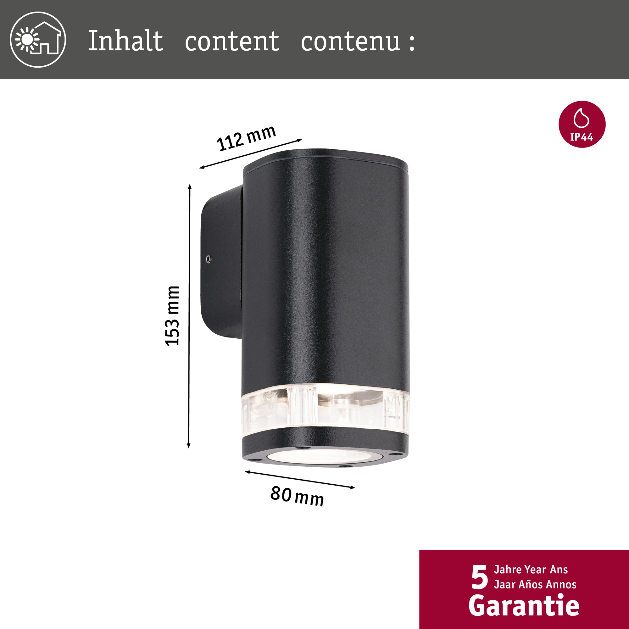 Fasadbelysning LED Paulmann Colum Enkel Seawater Resistant IP44 230V