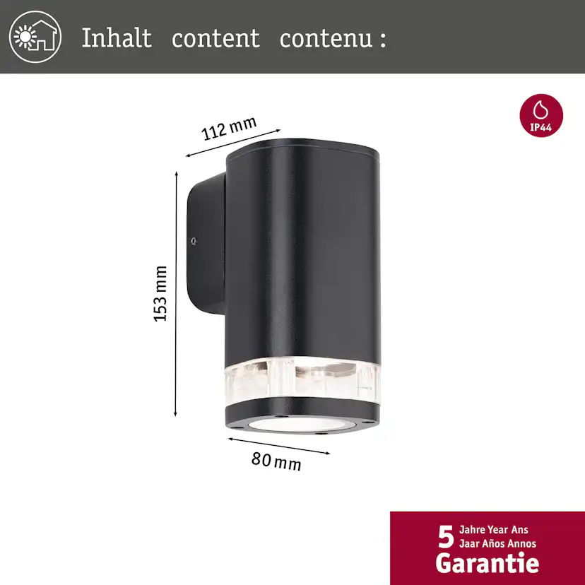 Fasadbelysning LED Paulmann Colum Enkel Seawater Resistant IP44 230V