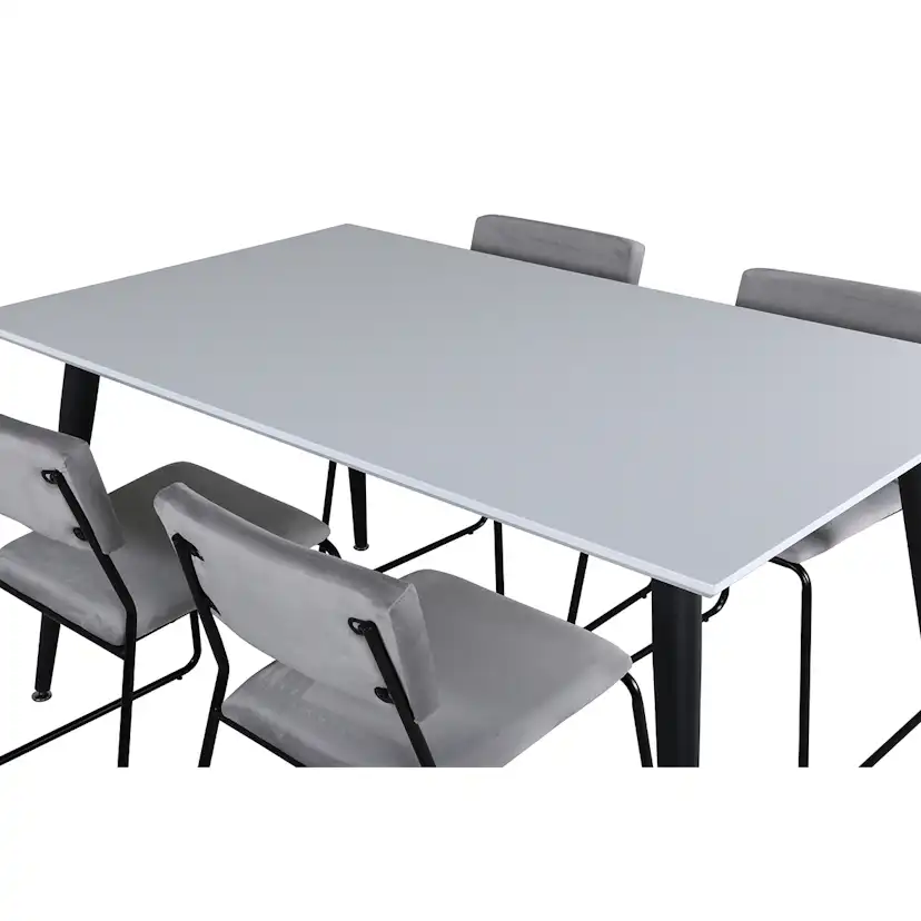Jimmy Dining Table - Black / White HPL+Kenth Chair - Black Grå/Vit/Svart