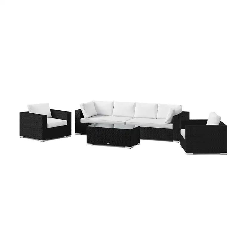 Loungegrupp Comfort Garden Bahamas utomhus soffgrupp 6-sits med två fåtöljer och bord