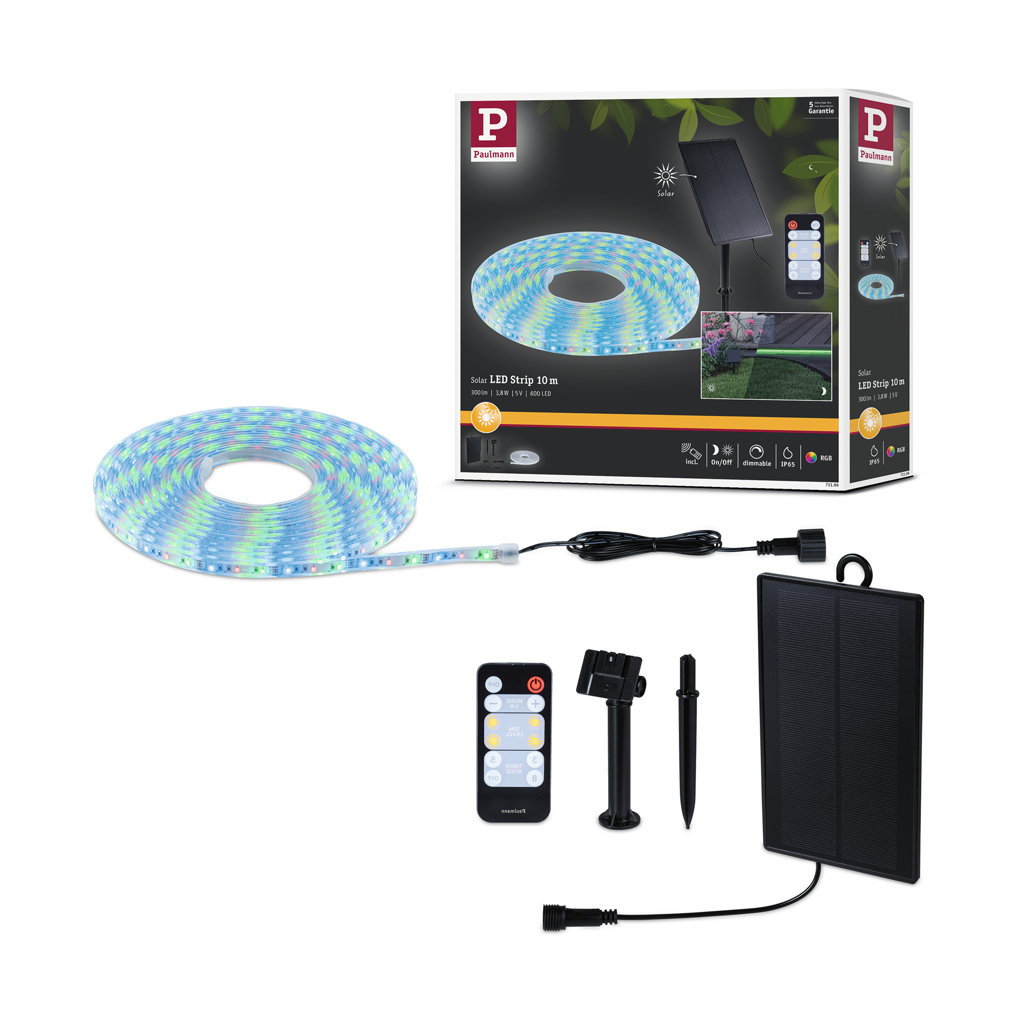 Solcellsljuslinga LED Paulmann MaxLED Ljusstrip inkl. Fjärrkontroll IP44 Ljus: RGB, längd 10 m