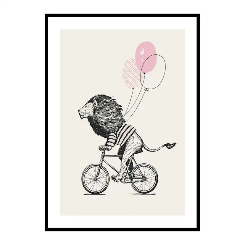 Poster Gallerix Lion On Bicycle