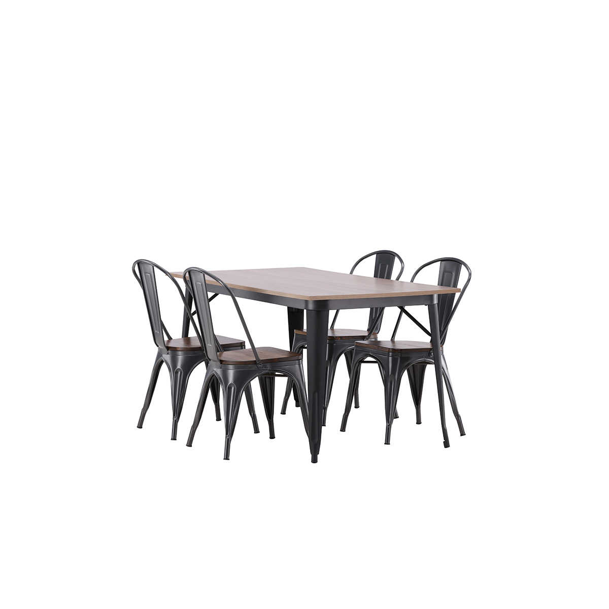 Tempe Dining Table - Black / Walnut MDF +Tempe Dining Chair Mörkgrå/Ek