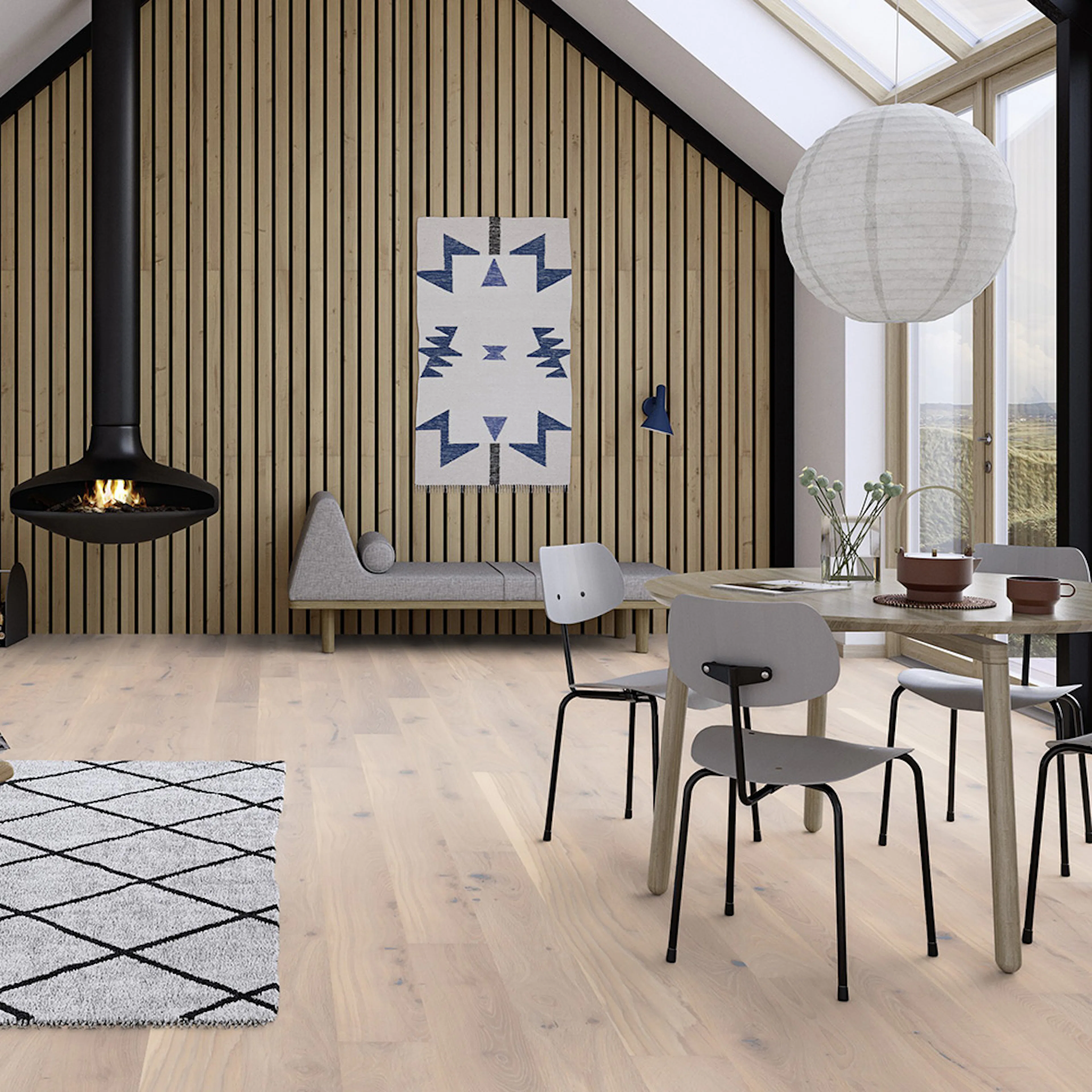 Parkettgolv Boen Ek Vivo 1-Stav Pale White Borstad Ultra Matt Lack