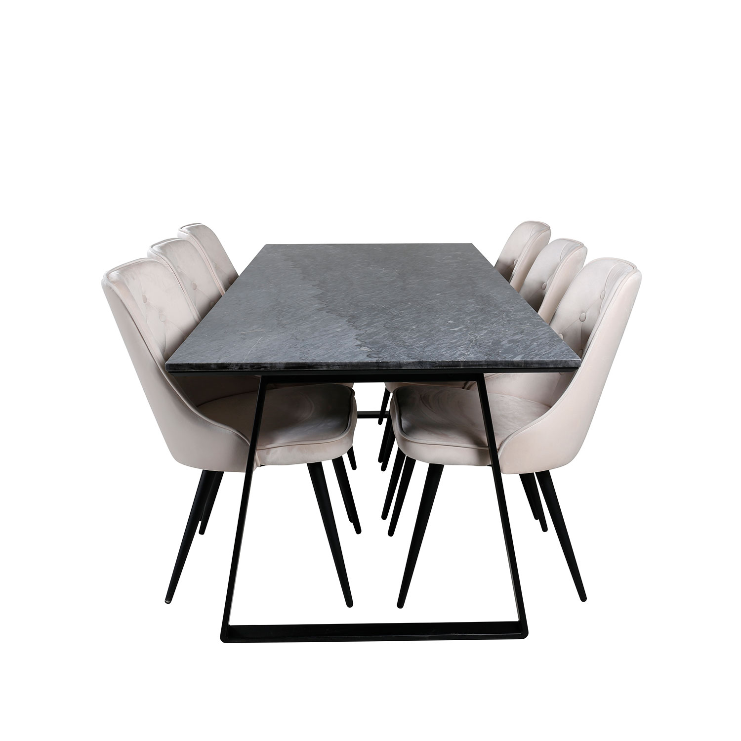 Estelle Dining Table 200*90*H76 - Black / Black, Velvet Delu Beige