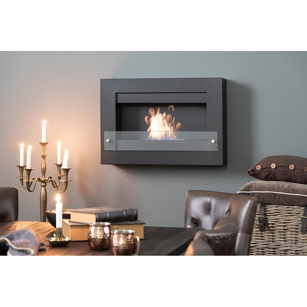 Braskamin Arkiio Vitalis Etanolkamin Vägghängd 78 cm Svart/Stål Bioetanol