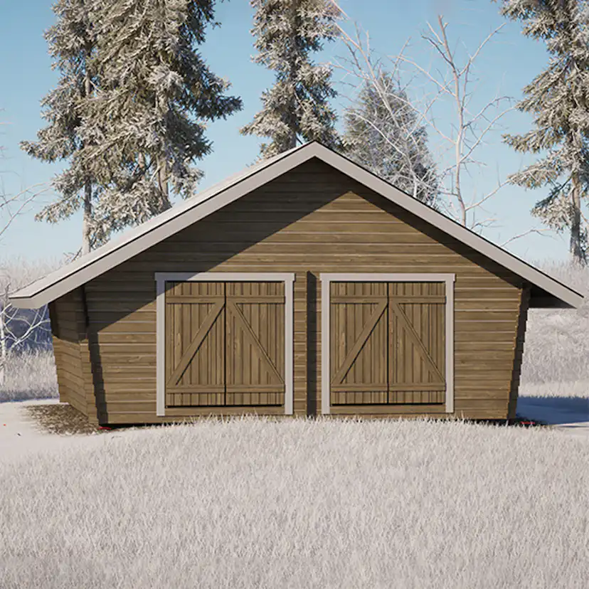 Timmerförråd LP Garden U-XXL (25m²) Lutande Tät Vägg