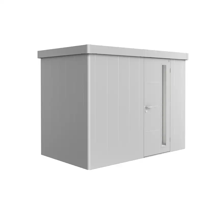 Trägård skjul Neo 1C med Standarddörr, metallic silver Silver