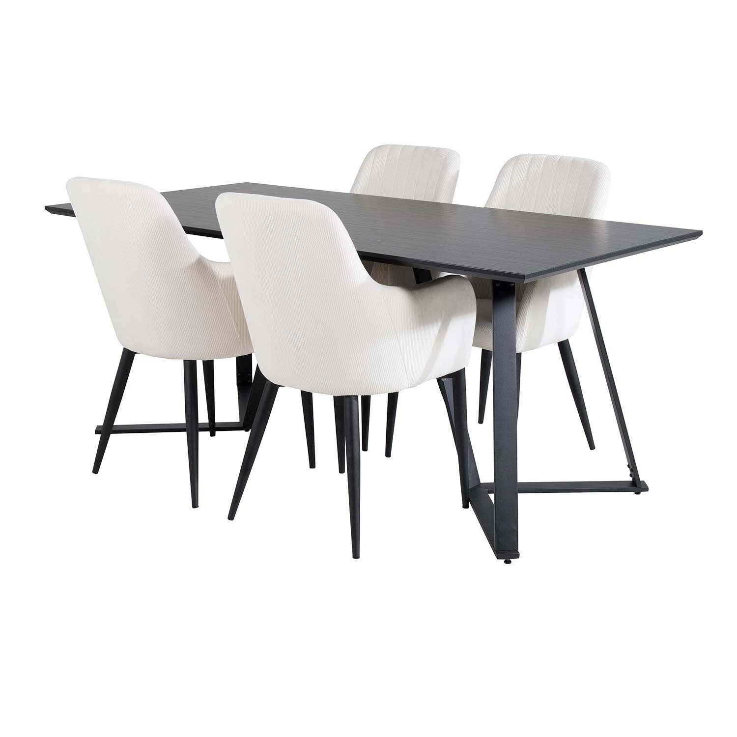 Marina Table - Black top /Comfort Chair - Beige / Black_4 Svart/Beige