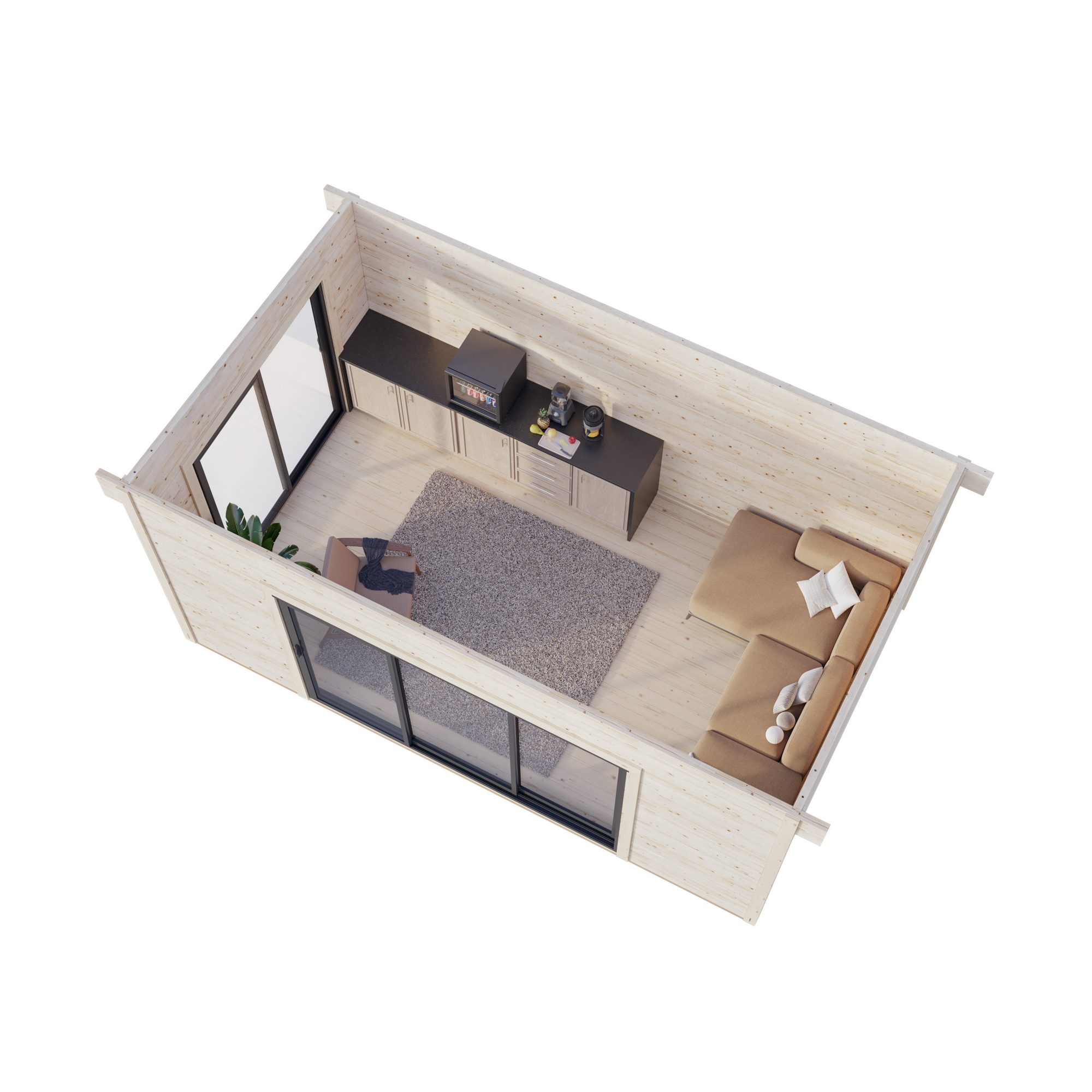 Trädgårdshus Palmako Grace 15,0 m2 (inv. 14,1 m2) med skjutpartier SlidePlus