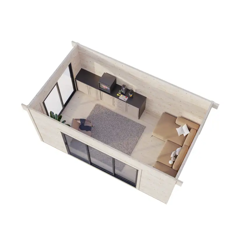 Trädgårdshus Palmako Grace 15,0 m2 (inv. 14,1 m2) med skjutpartier SlidePlus