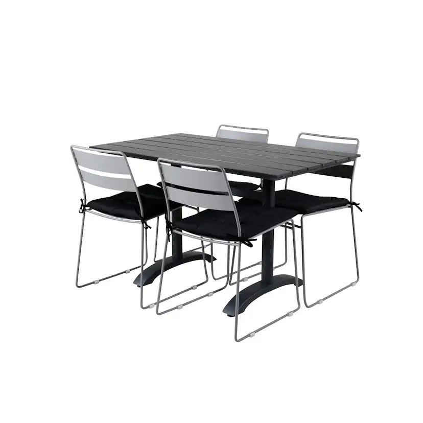 Denver 70*120 Black/Black+Lina Dining Chair - Grey_4 Grå
