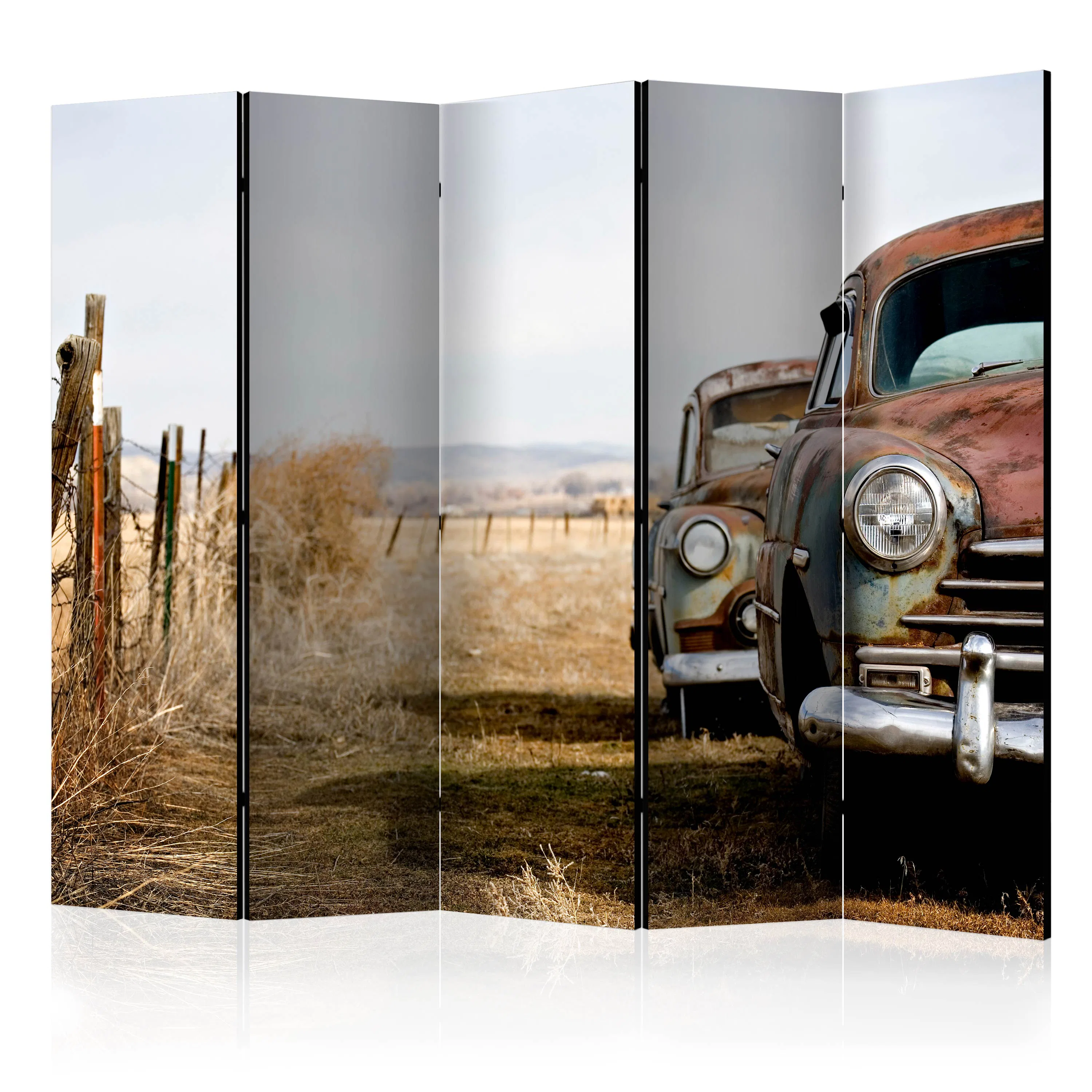 Rumsavdelare Skärmvägg Arkiio Two Old American Cars II 225x172 cm