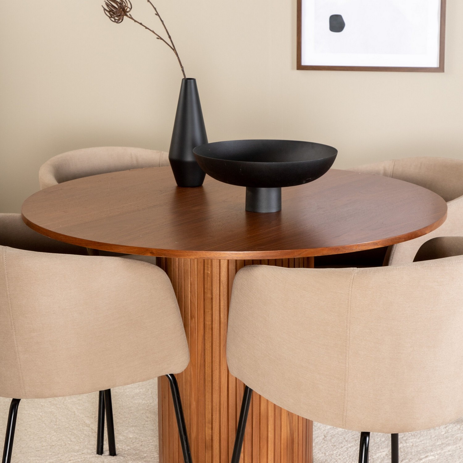 Matbord Venture Home Bianca och 4 Bergen Matstol Venture Homear i Polyester