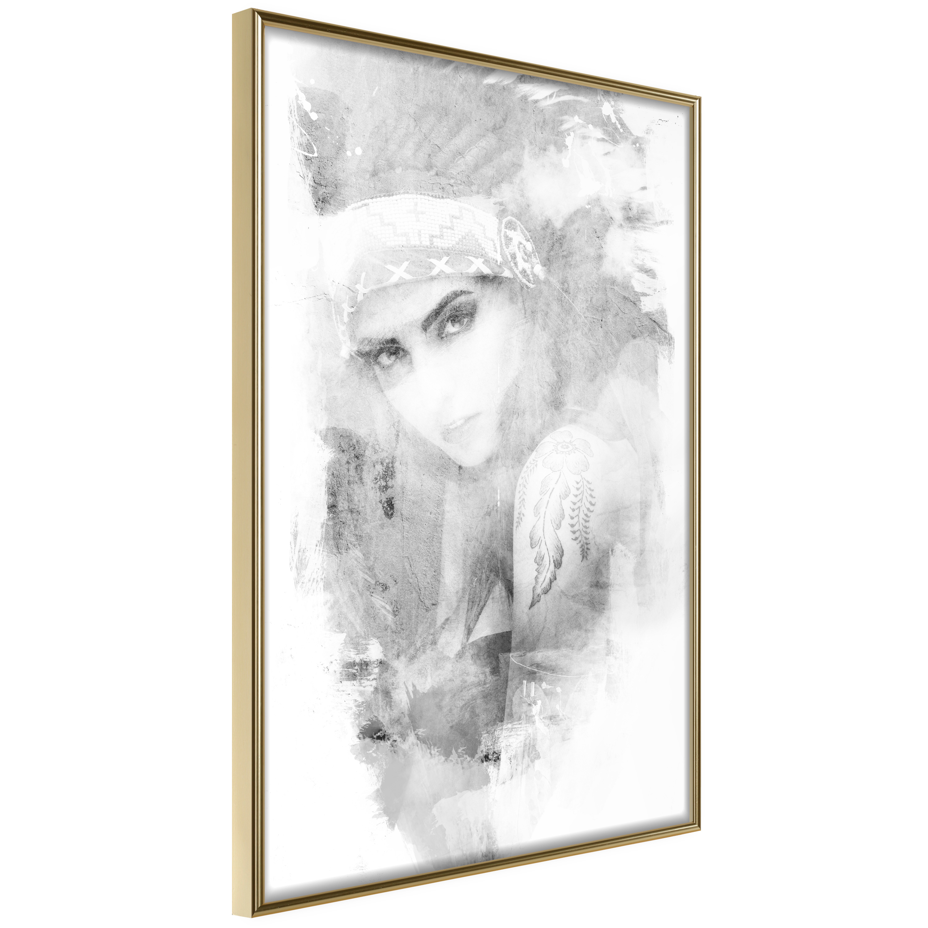 Poster Artgeist Affisch Ethnic Look Svart/Vit