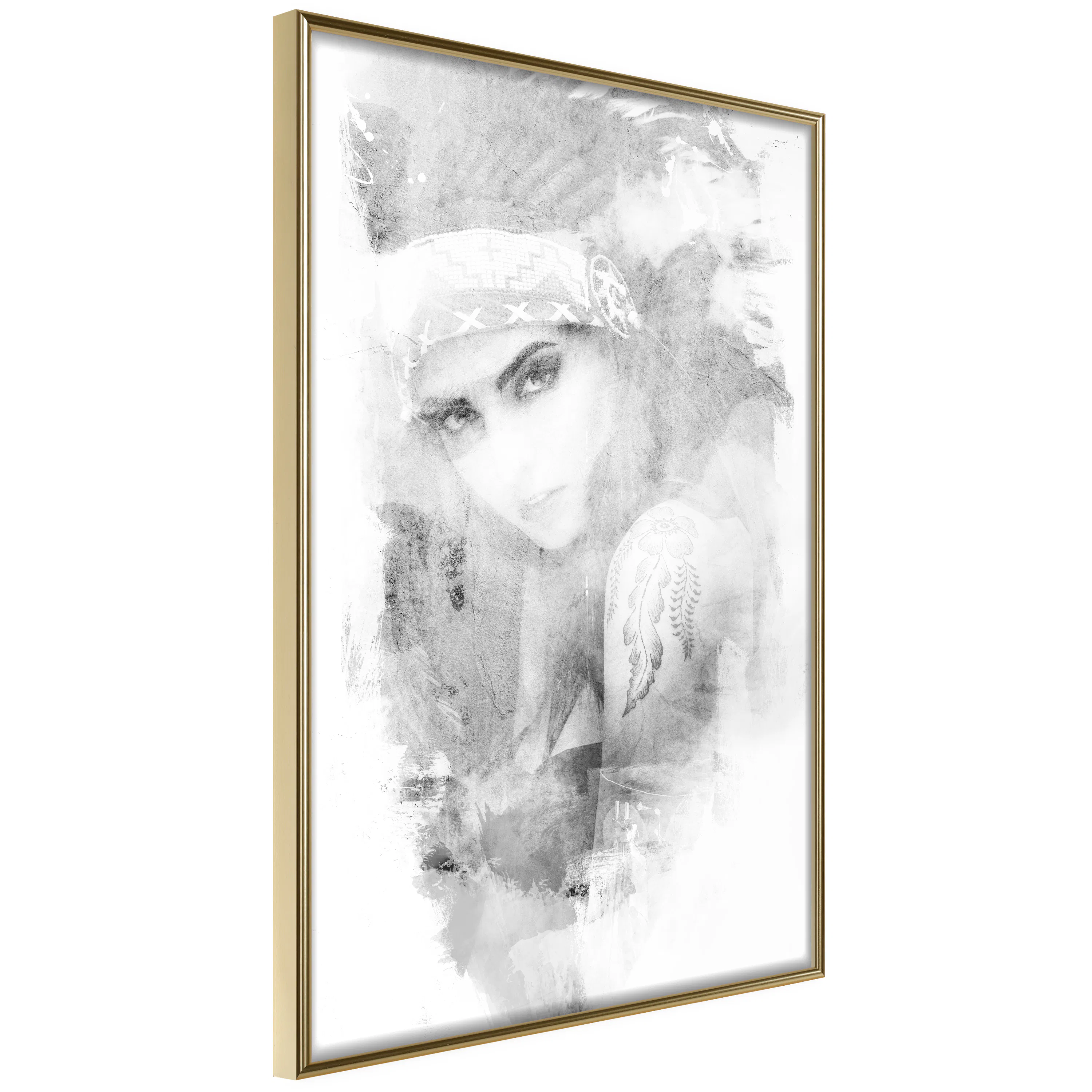 Poster Artgeist Affisch Ethnic Look Svart/Vit