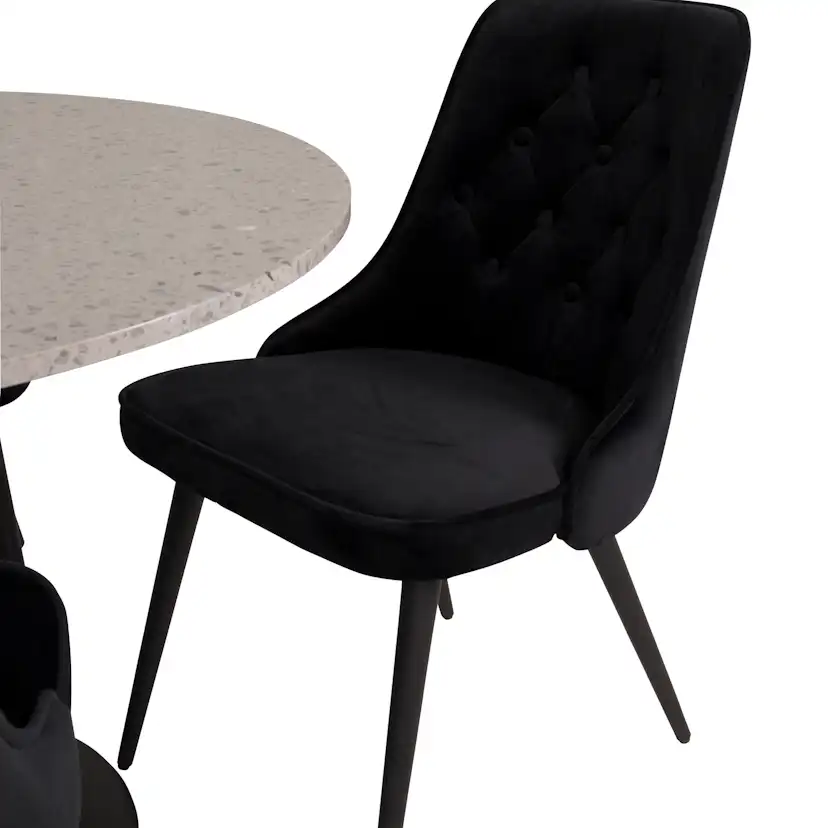 Matgrupp Venture Home Roxanna Grå Bord med 4 Vera Stolar Sammet