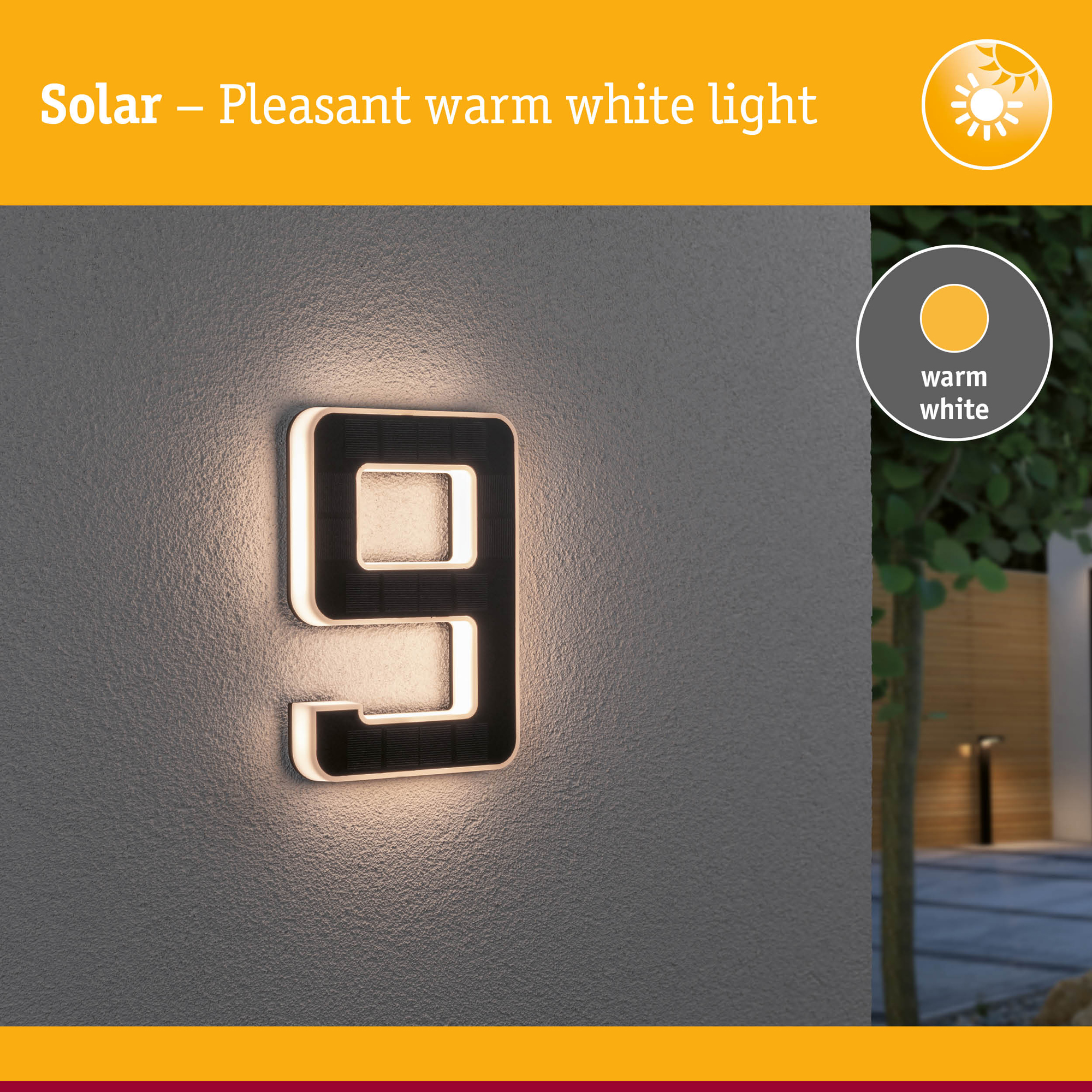 Fasadbelysning Solcell LED Paulmann Husnummer 0-9 med belysning inkl. utbytbart batteri IP44