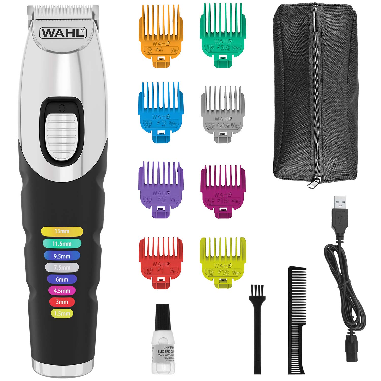 Skäggtrimmer Wahl Color Trim Kit med Färgkodade Kammar och Litiuimjon-Teknik