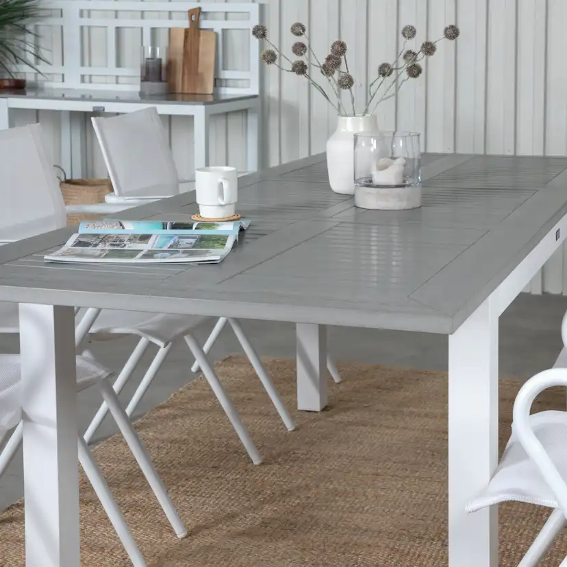 Matgrupp Venture Home Aleyna 152 Vit med 6 Aspen Matstolar