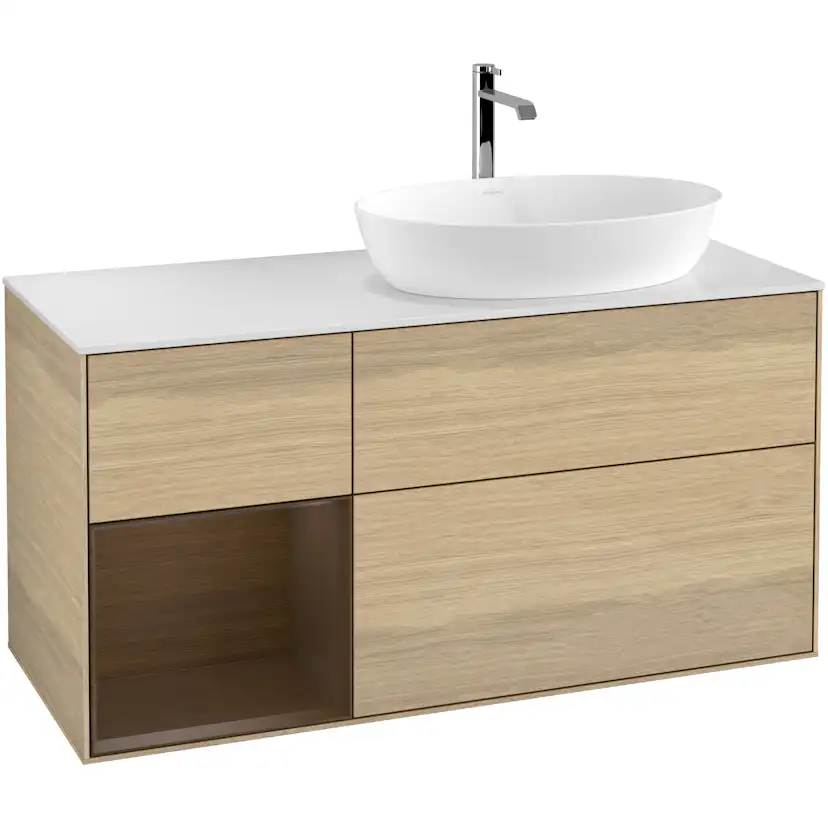 Tvättställsskåp Villeroy & Boch Finion med 3 Lådor Hylla och Bänkskiva för Ocentrerat Tvättställ från Artis & Collaro