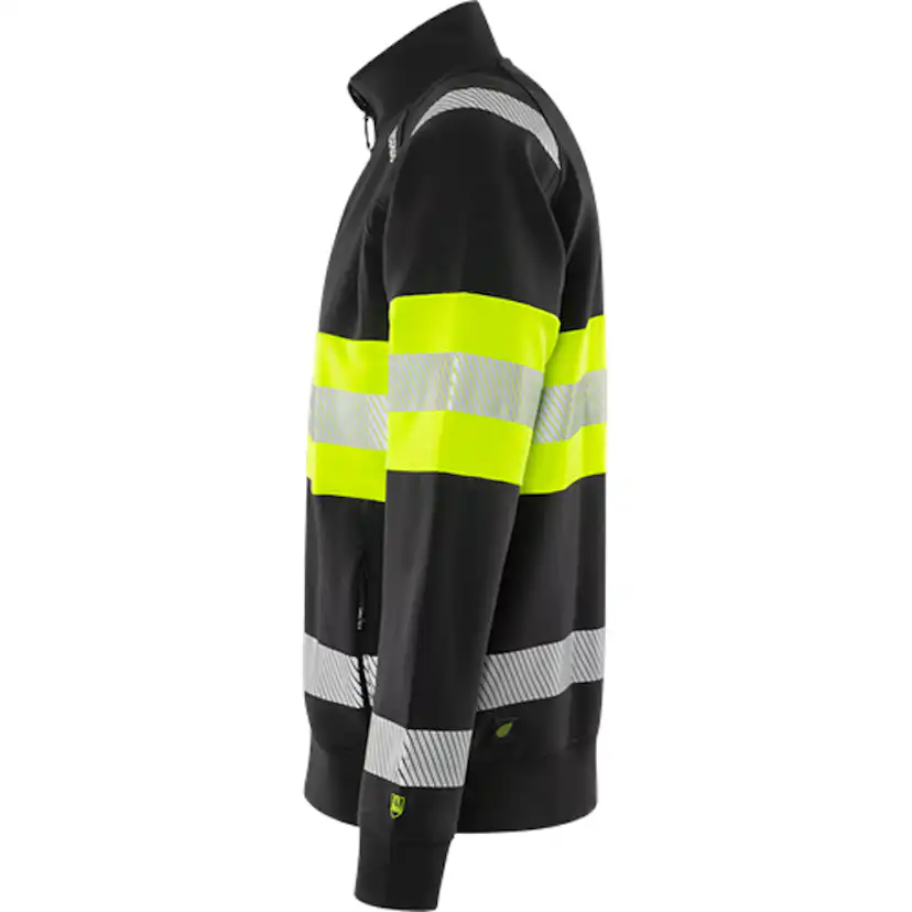 VARSEL SWEATSHIRT-JACKA KLASS 1 7531 GKC 2XL, Varselgul/svar Storlek: 2XL, Varselgul/Svart