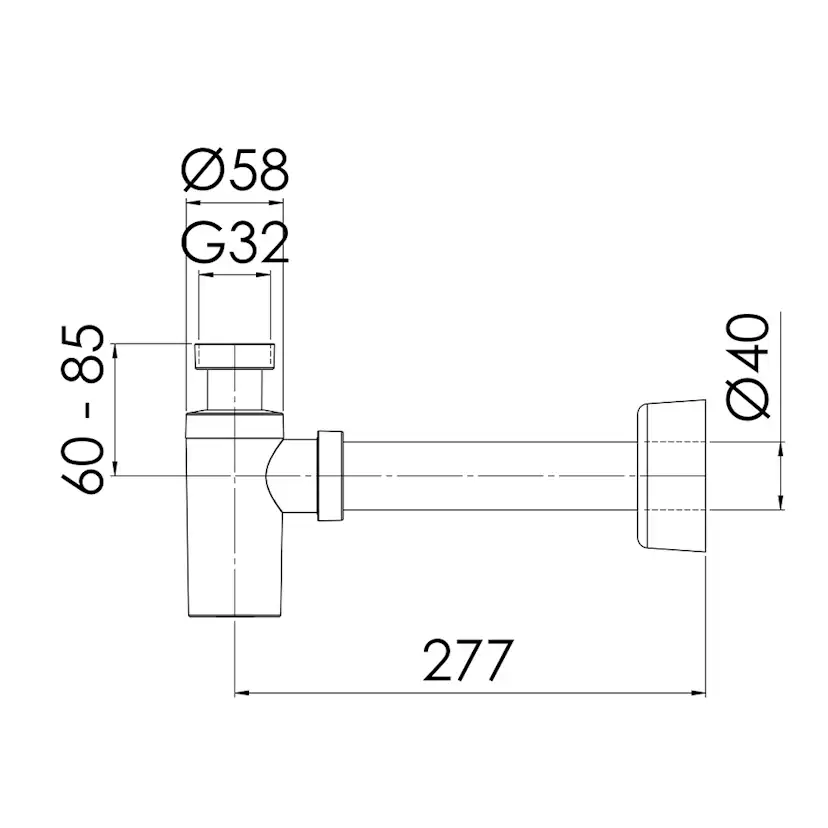 Vattenlåssats Purus Design Vägg G32xØ40 Krom