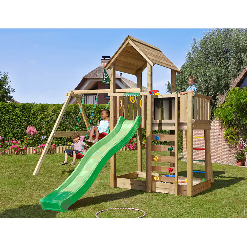 Lektorn Jungle Gym Mansion 2.1 Gungmodul Grön Rutschkana & Sand