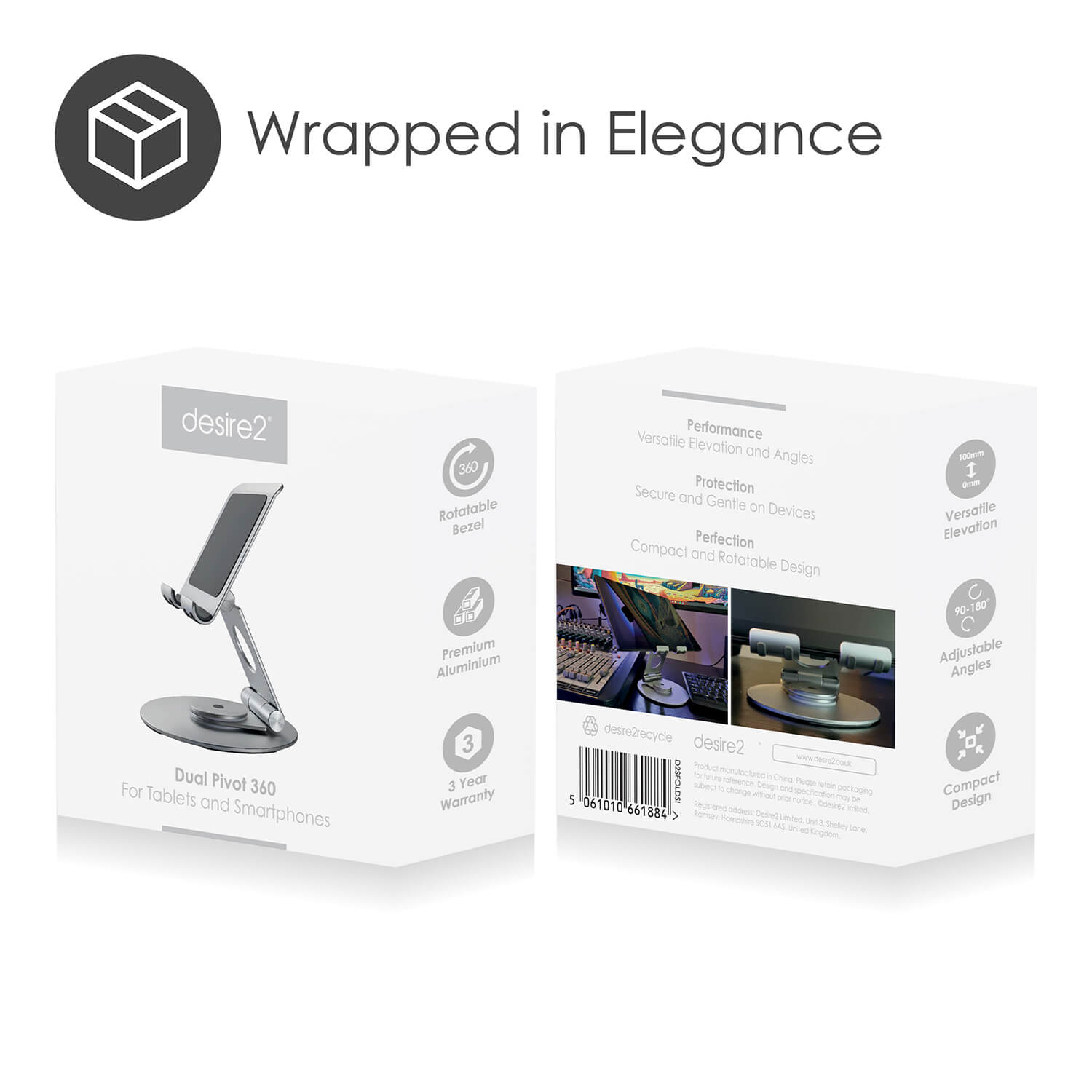 Dual Pivot Desire2 360 Stativ för Tablets och Smartphones Silver