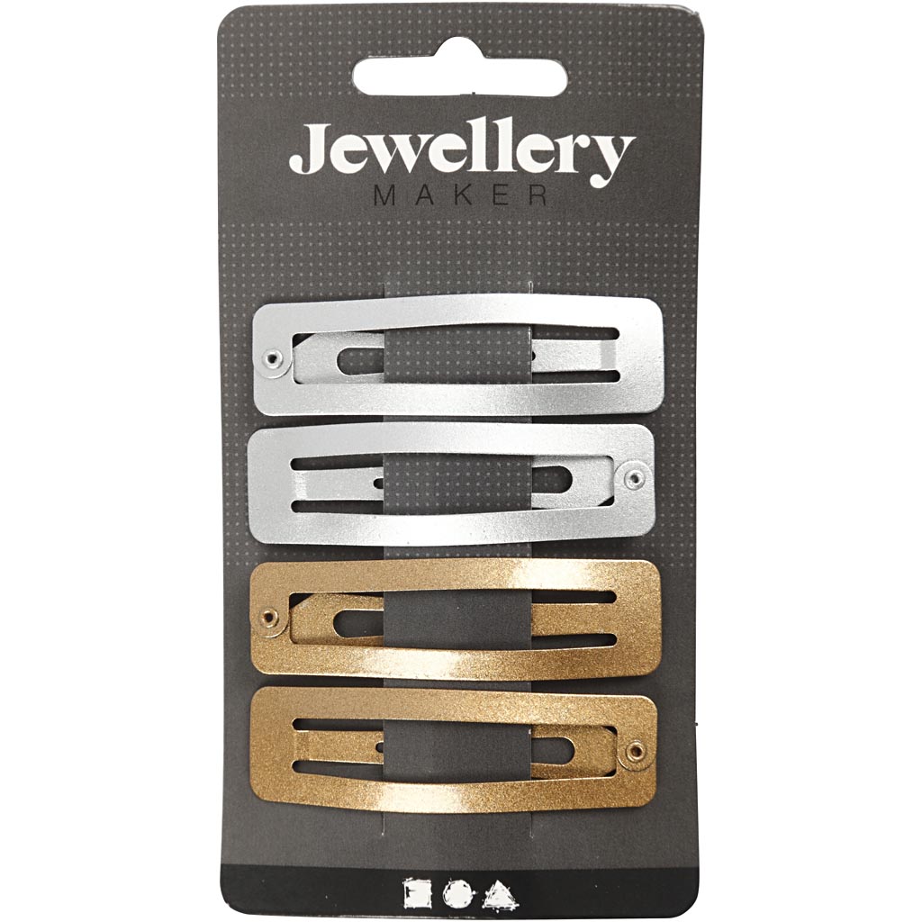 Hårspänne Creativ Company Guld/Silver 58x16 mm 4 st/1 Förp