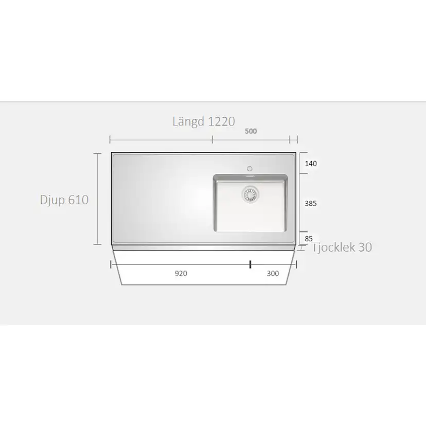K1220-OB0050RM000000000000000000001 Höger, Bredd: 610 mm