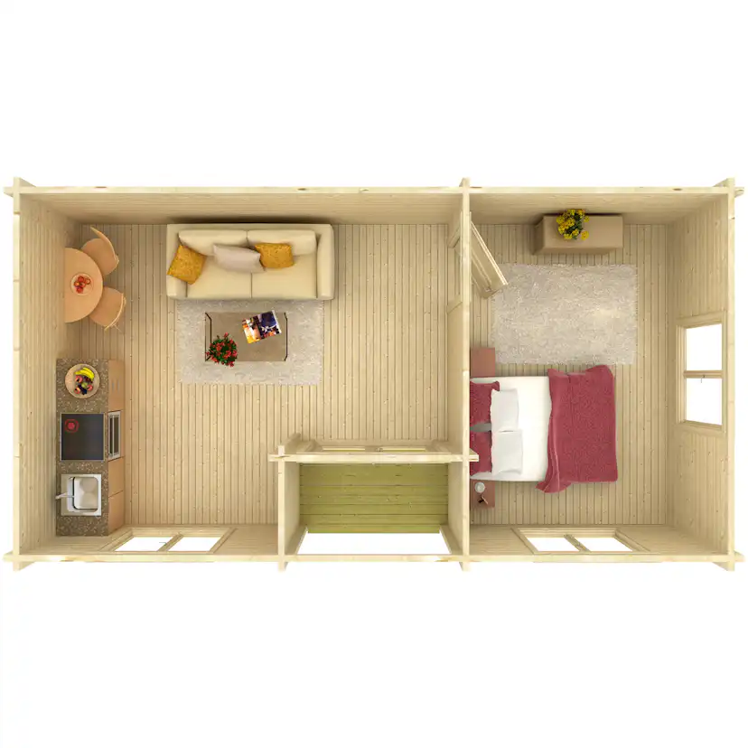 Fritidshus Palmako Anna 30,8 m² Komplett Stuga med Sadeltak