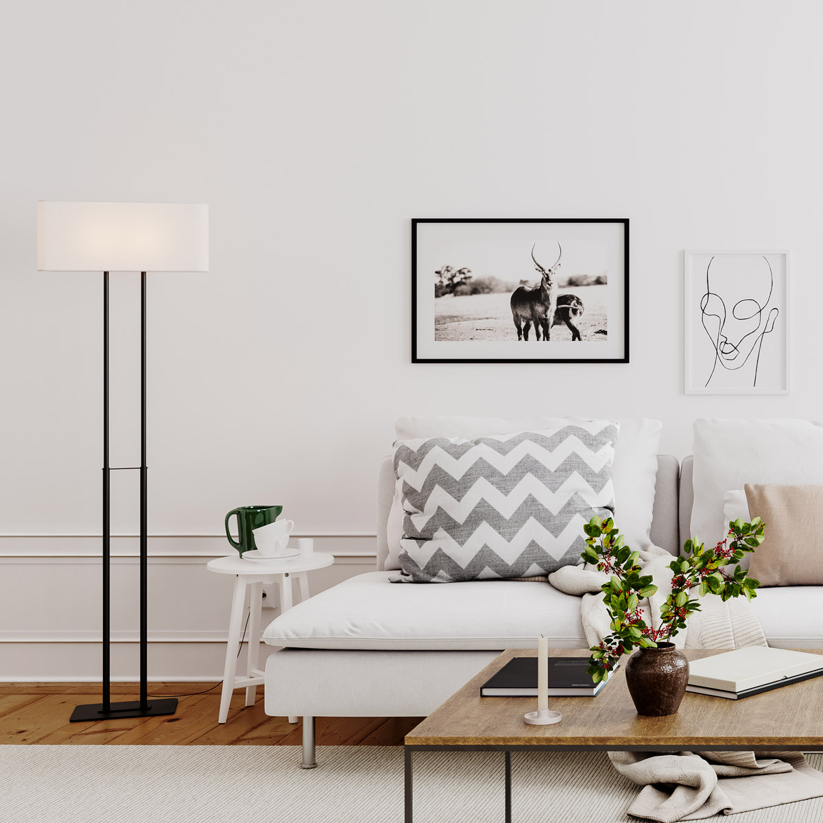 Golvlampa By Rydéns Luton H150 cm Svart/Vit