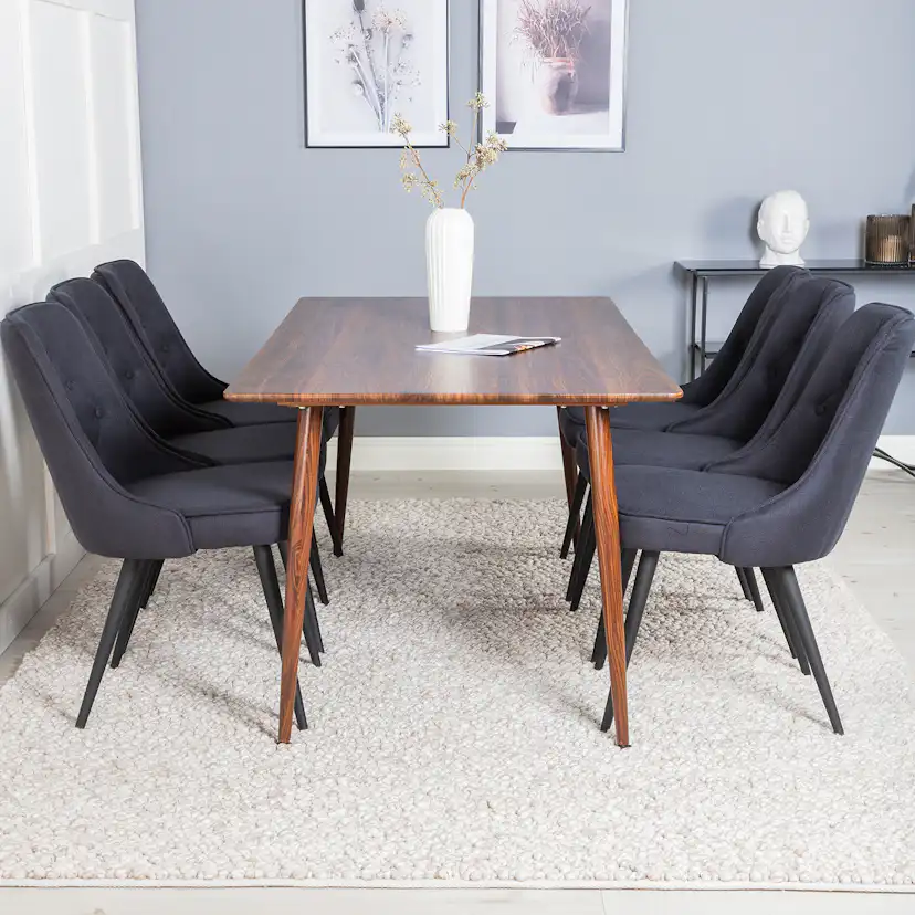 Matgrupp Venture Home Pobbie med 6 Vera Stolar Polyestertyg