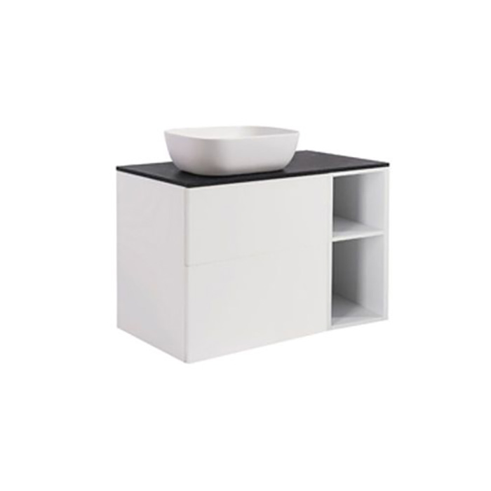 A IS60+30ÖVIT BS SV+TS REKVI Färg: Vit, Färg Tvättställ: Vit, Färg Bänkskiva: Svart, Rektangulär Form, Storlek: 740x908 mm