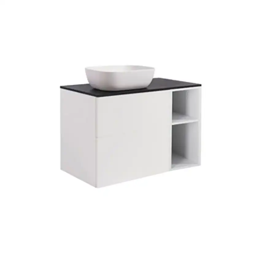 A IS60+30ÖVIT BS SV+TS REKVI Färg: Vit, Färg Tvättställ: Vit, Färg Bänkskiva: Svart, Rektangulär Form, Storlek: 740x908 mm