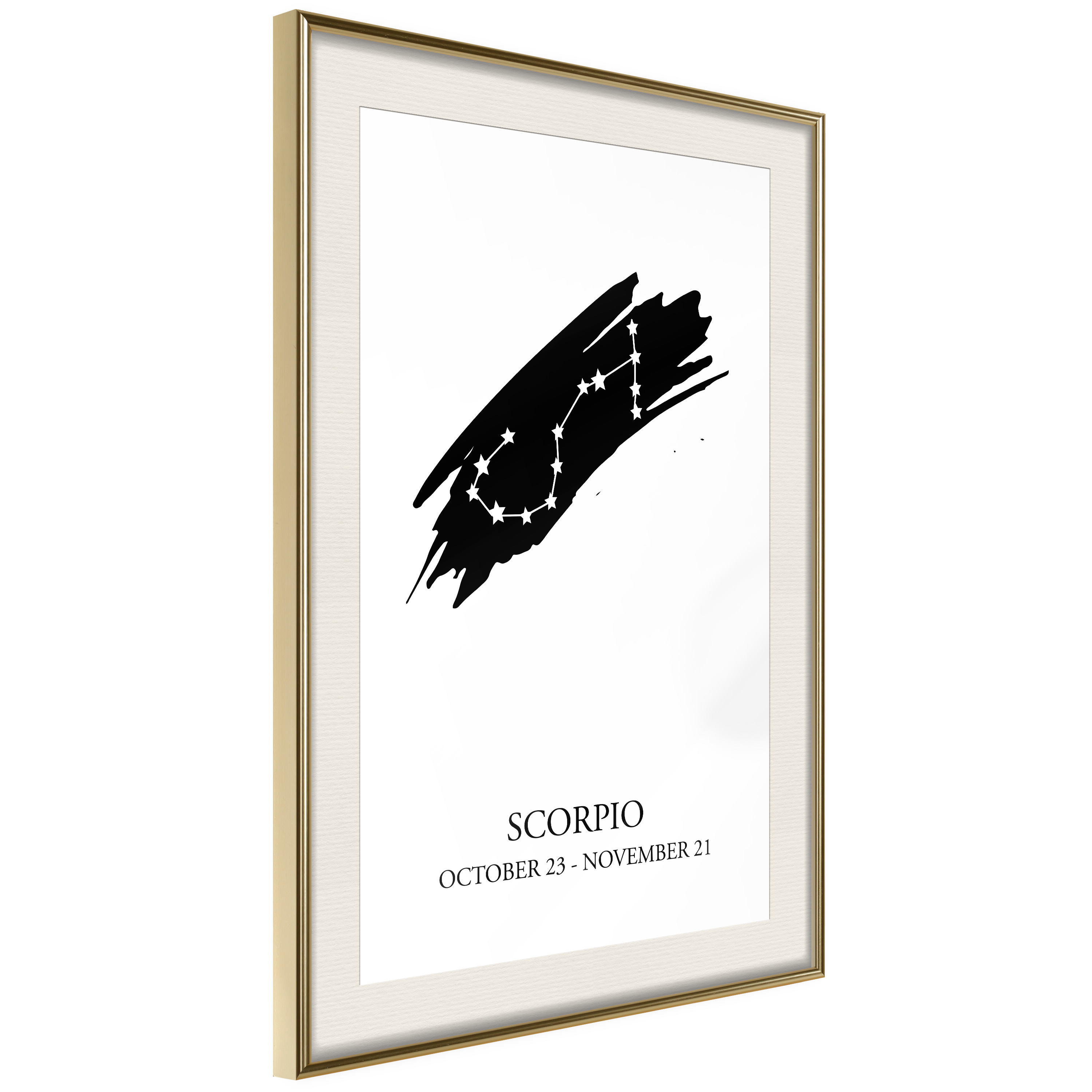 Affisch - Zodiac Signs: Scorpio [Poster] 30x45 Guld ram med passepartout, 30x45 cm
