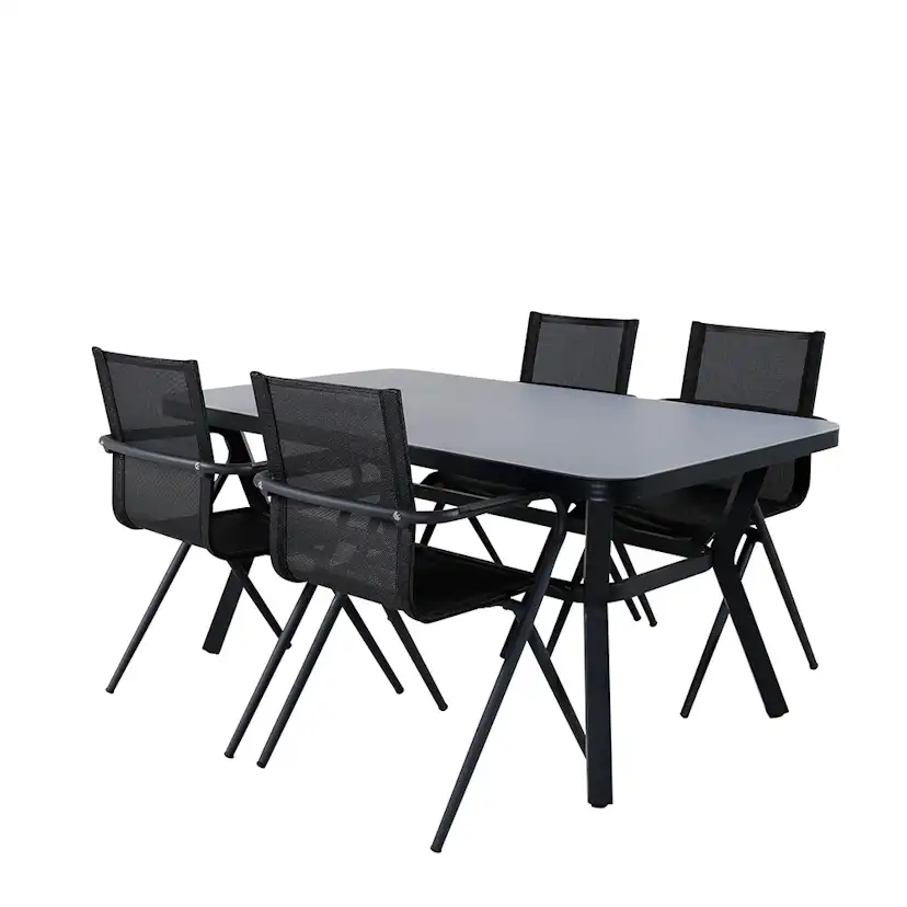 Matgrupp Venture Home Vyn Svart med 4 Anve Matstolar