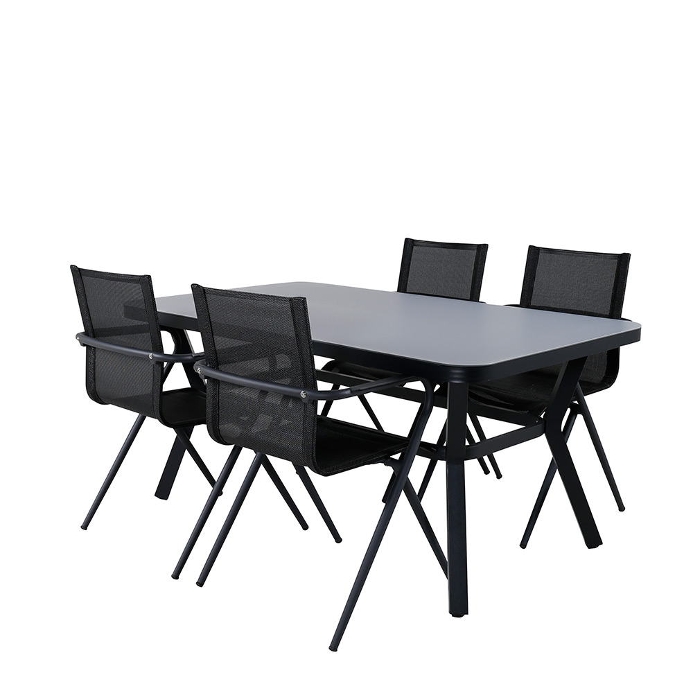 Matgrupp Venture Home Vyn Svart med 4 Anve Matstolar