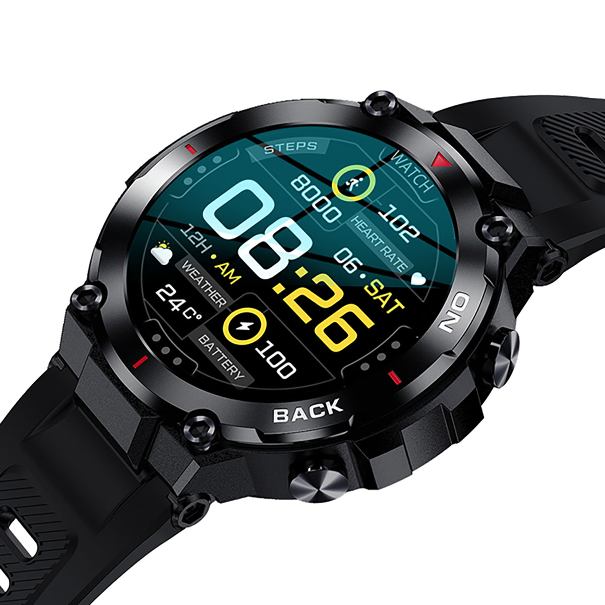 Smartwatch Kuura Sport S5 GPS V3 Svart Löparklocka med Pulsmätare