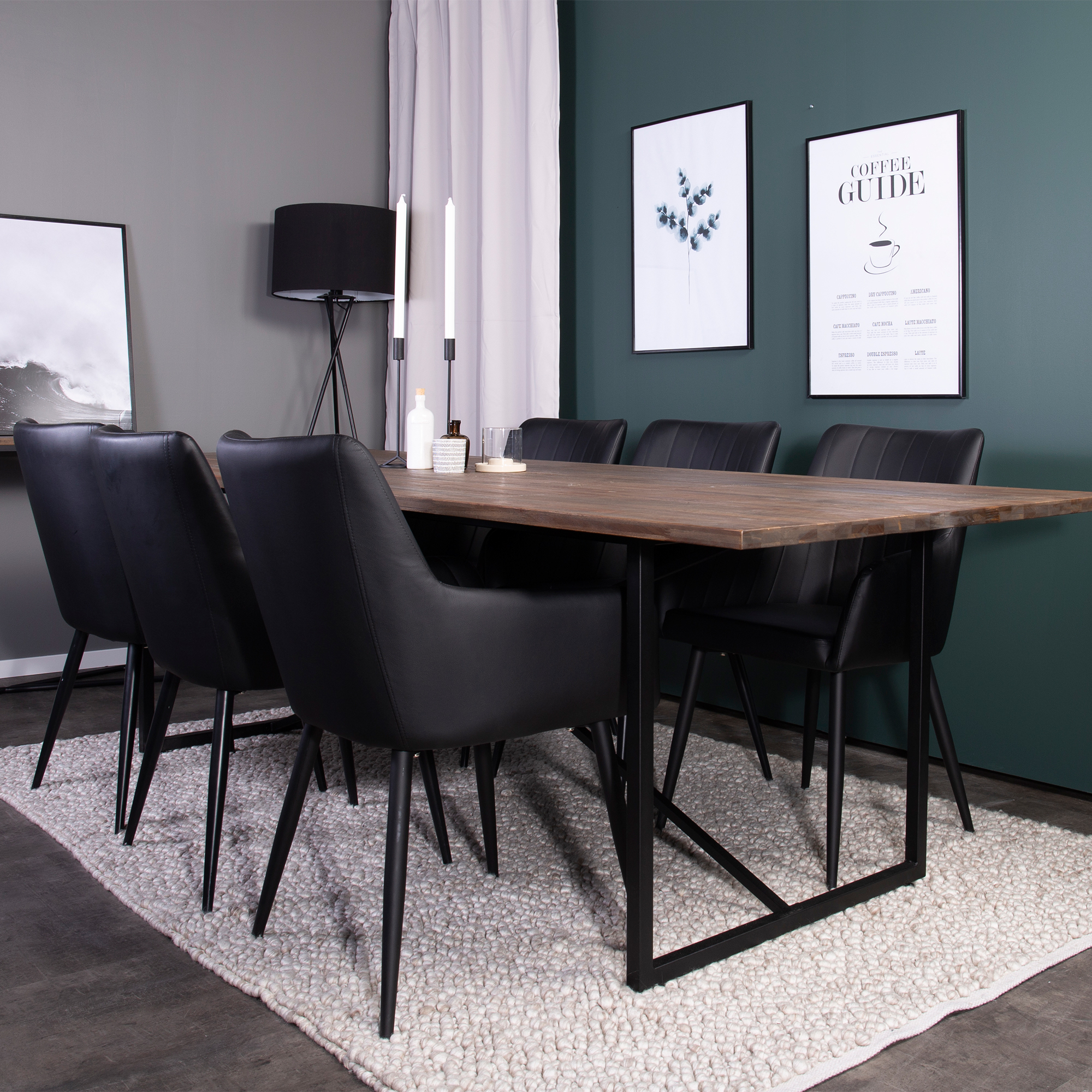 Matgrupp Venture Home Peo med 6 Corina Stolar Läder